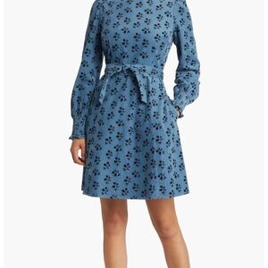 Boden Floral Tie Waist Long Sleeve Corduroy Dress, Size 4P